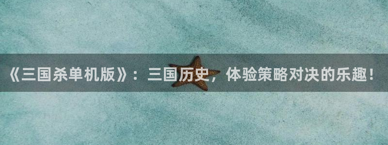 蓝冠娱乐测速登陆：《三国杀单机版》：三国历史，体验策略对决的
